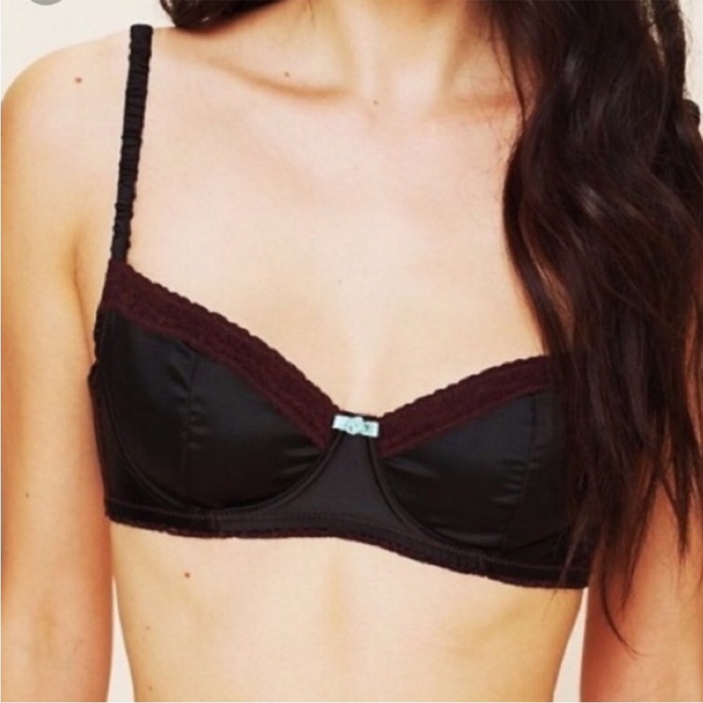 Black Satin Free People Bra
